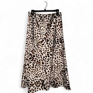 LOFT Cheetah Leopard Print A-Line Midi Skirt